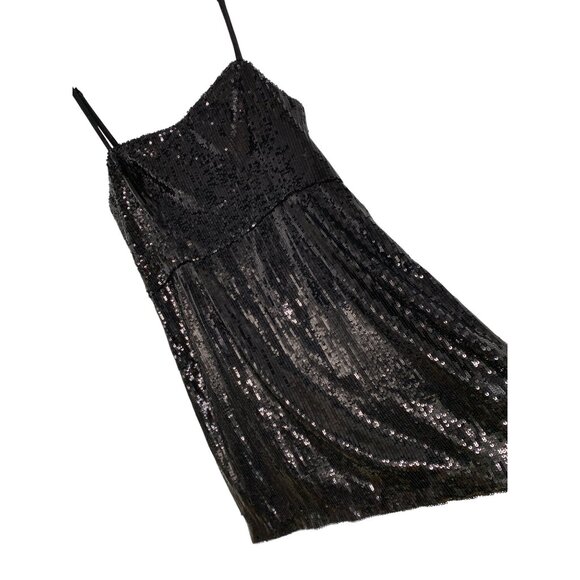 French Connection Black Sequin Strappy Bodycon Mini Dress Size 10 RP10244 NWT - Picture 1 of 8